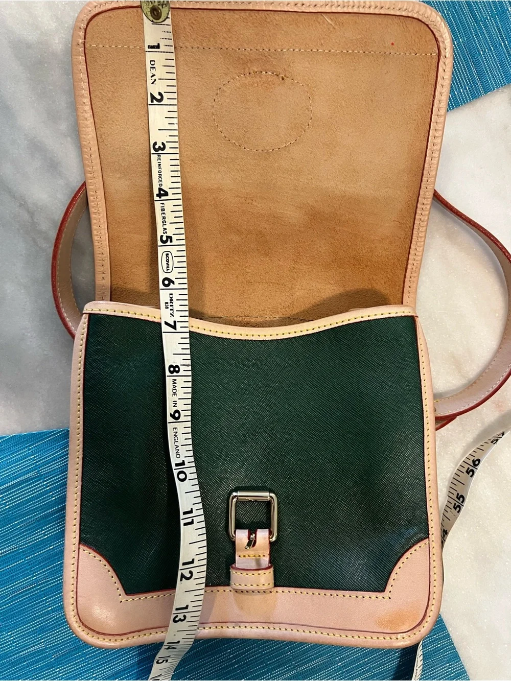 Dooney & Bourke Dark Green Crossbody with Natural Leather Trim
